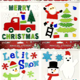 Christmas Window Clings for Glass Windows, Reusable Gel Window Clings Stickers for Kids, Christmas Window Decorations Include Santa Claus, Deer, Snowflakes