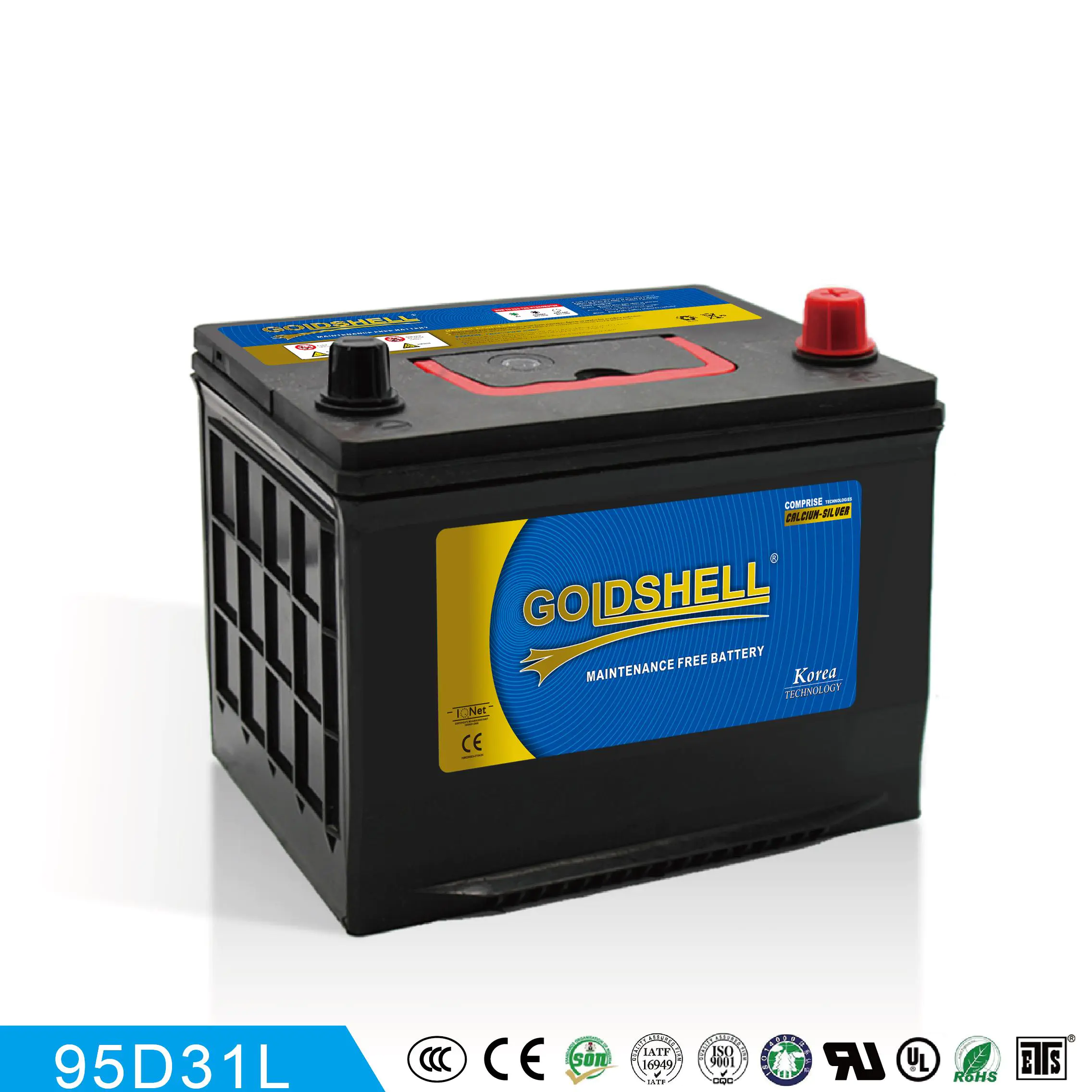 GOLDSHELL  MF Car battery 95D31R/L 12V80AH/90AH