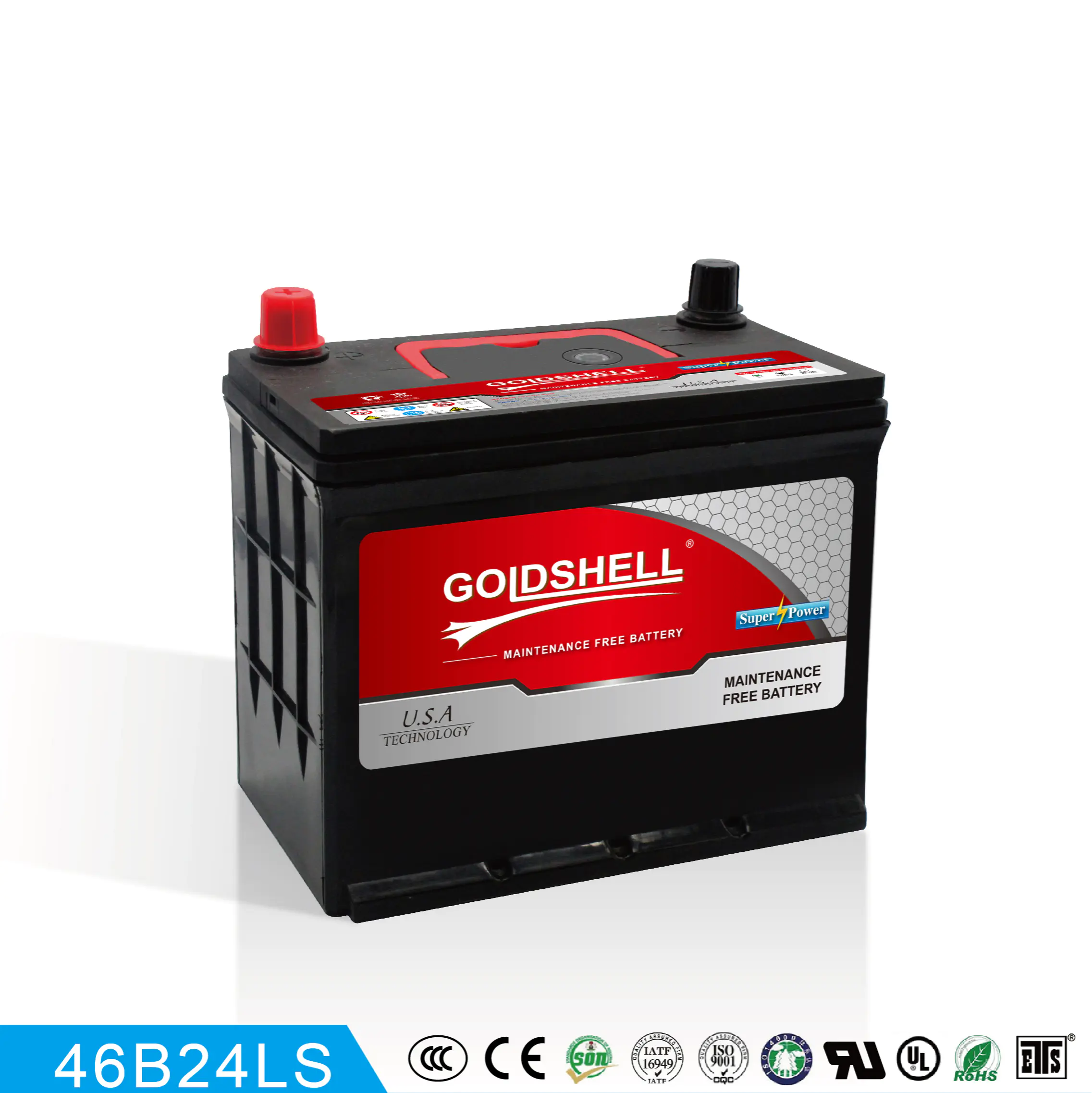 GOLDSHELL  MF Car battery 46B24R/L 12V45AH