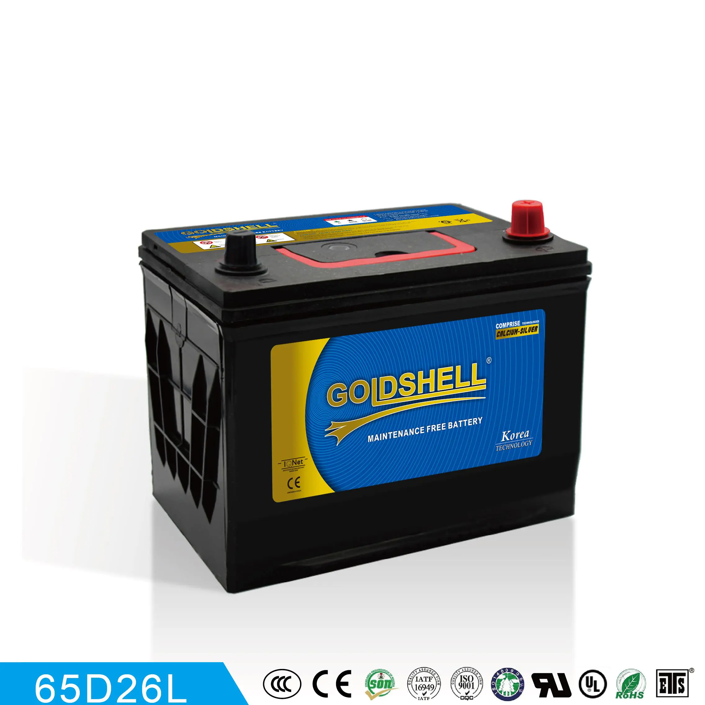 GOLDSHELL  MF Car battery 65D26R/L 12V60AH