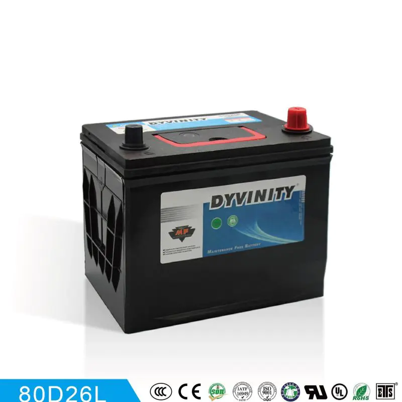 DYVINITY  MF Car battery 80D26R/L 12V70AH