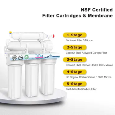 75GPD قلیایی معکوس اسمز تصفیه کننده آب خانگی 5 مرحله تصفیه کننده فیلتر آب