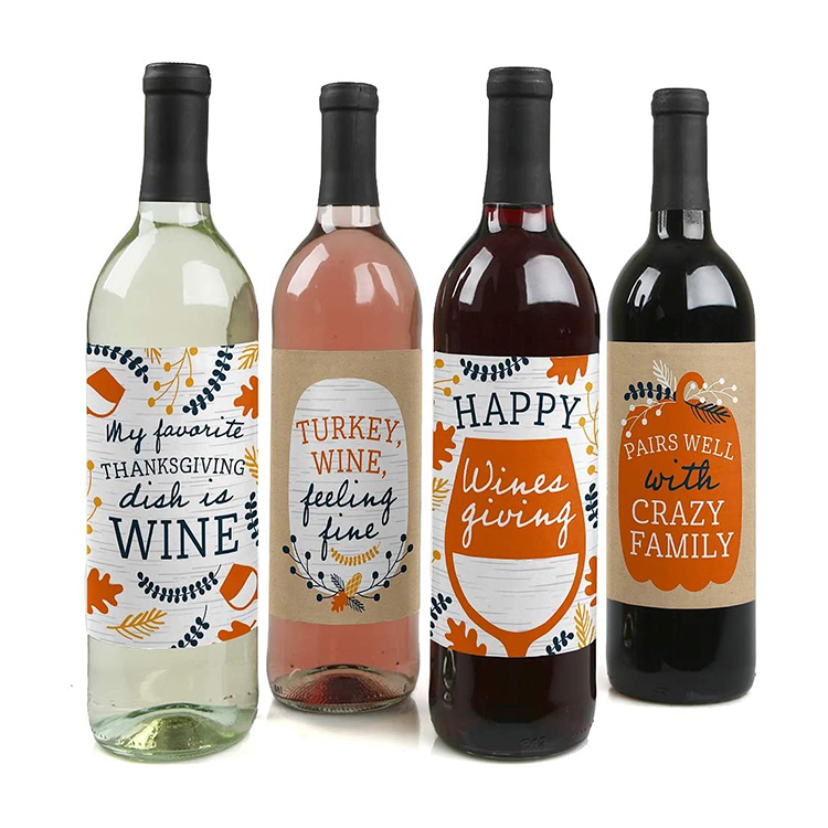 Custom design packaging label manufacturer party decorations wine bottle stickers