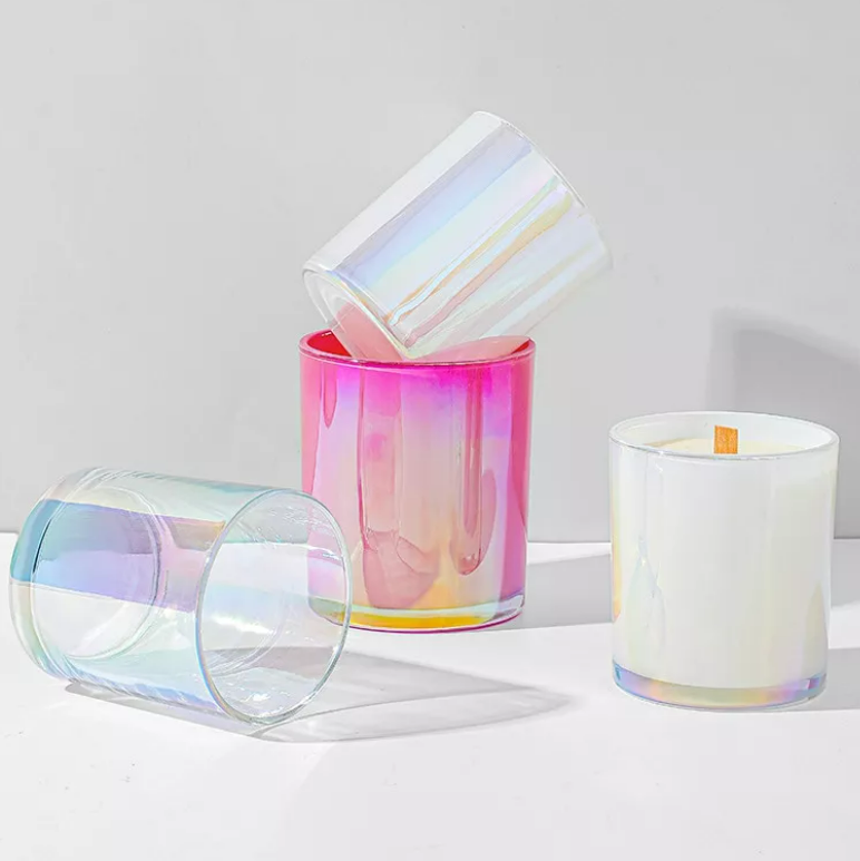 New China Factory Iridescent Plated Glass Candle Jars with Wooden Metal  Lids for Soy Wax - China Iridescent Glass Candle Holder and Iridescent  Candle Jars with Lids price