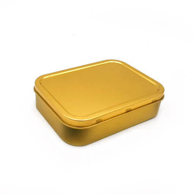 Caja de lata de tabaco de color oro y plata de 2 oz (125 ml) hermética