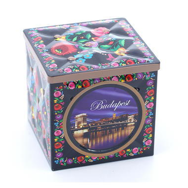 Vintage square gift tin box with right angle custom