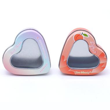 Heart shaped 2-piece tin package with window