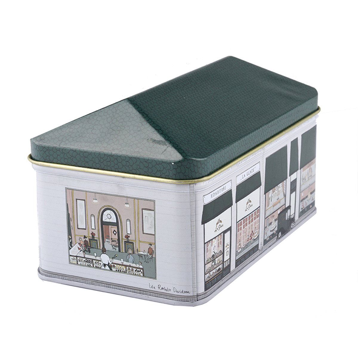House shaped Christmas cookie tin storage package