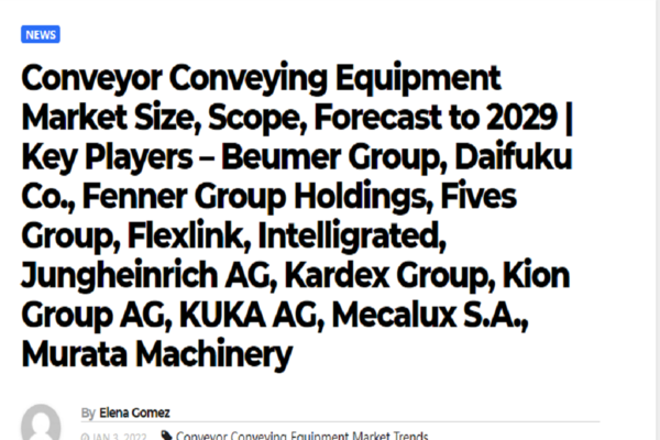 Conveyor Conveying Equipment Market Size, Scope, Forecast to 2029