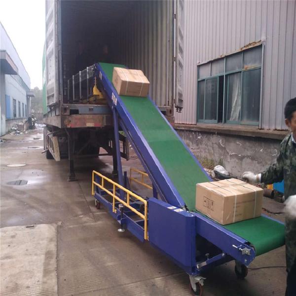 Loading unloading conveyor for truck and container