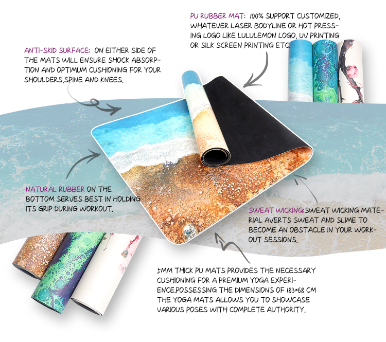 Wholesale premium gradient eco friendly PU natural rubber yoga mat