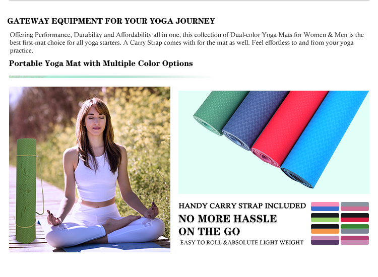 Wholesale non slip 6mm Custom print Yoga Mat Custom Logo Eco Friendly Fitness Mat Organic TPE Anti Slip Travel Yoga Mat
