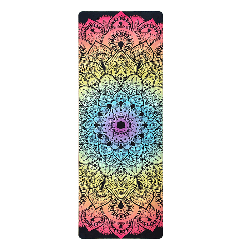 Custom Suede Rubber Yoga Mat 1.5mm Thickness Eco-friendly Printed Non Slip Exercise & Fitness Mat for All Types of Yoga, Pilates & Floor Workouts Round Yoga Mat
