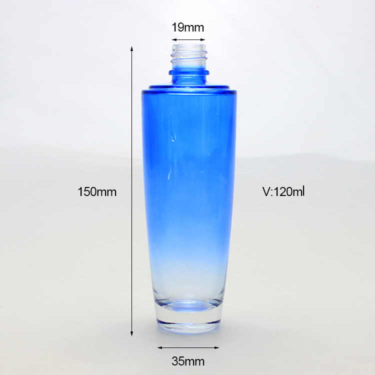 スキンケアのための青いガラス香水瓶