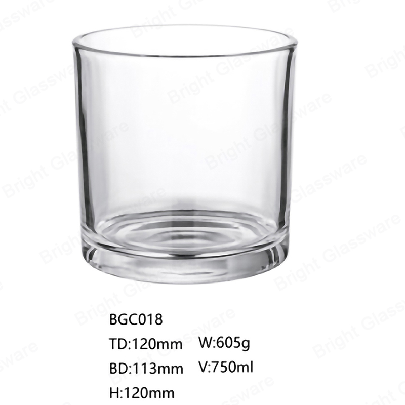 Factory 120*120mm 750ml 25oz 605g Clear Glass Candle Jar For Deco BGC018