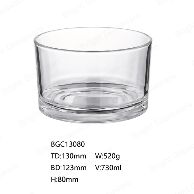Wholesale 130*80mm 730ml 24oz 520g Clear Round Glass Candle Jar BGC13080