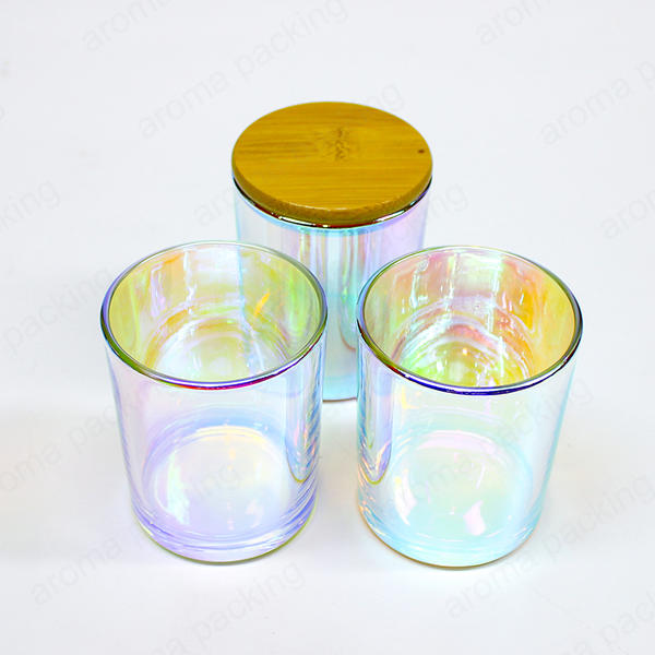 Electroplated Glass Candle Jar With Custom Lid，Round Bottom