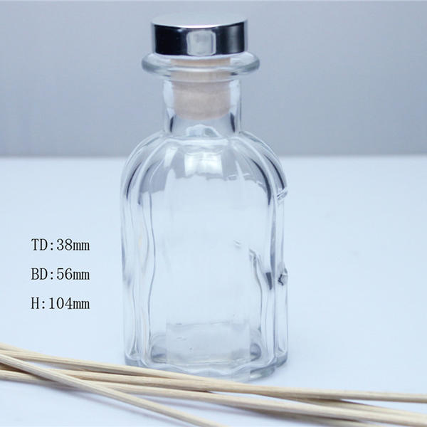Hot Sale Clear Glass Diffuser Bottle With Gold Silver Rubber Lid For Home Deco