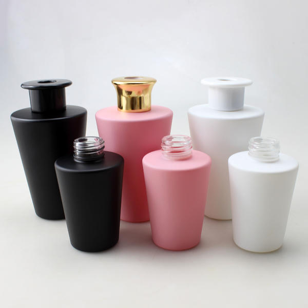 Factory Manufacturing Luxury Matte Black White Pink Glass Reed Diffuser Bottle