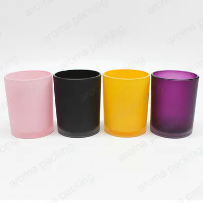 Hot Sale Black Pink Yellow Purple Frosted Matte Glass Candle Jar For Christmas Gifts
