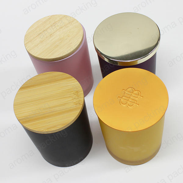 Hot Sale Black Pink Yellow Purple Frosted Matte Glass Candle Jar For Christmas Gifts