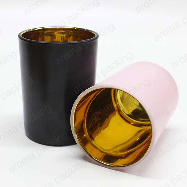Factory Manufacturing Luxury Internal Plating And External Color Spraying Matte Glass Candle Jar