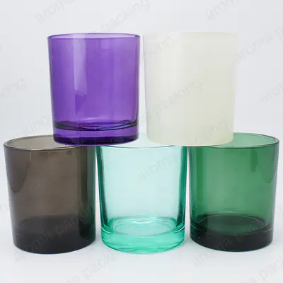 Wholesale Color Sprayed Clear Frosted Glass Candle Jar With Custom Lid