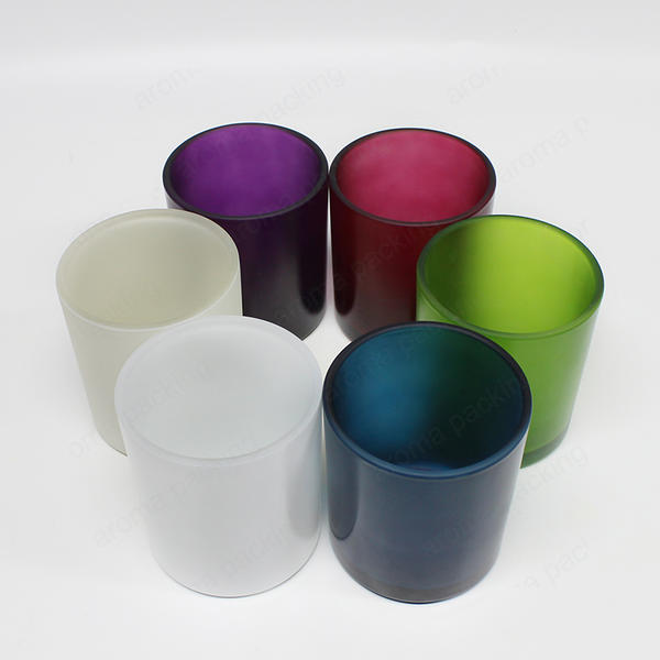 Hot Sale Multi-Colors White Green Blue Red Purple Matte Frosted Glass Candle Jar With Box And Lid