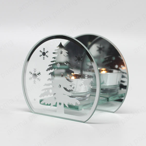 Hot Sale Clear Cube Circular Arc Shape Christmas Tree Glass Candle Holder