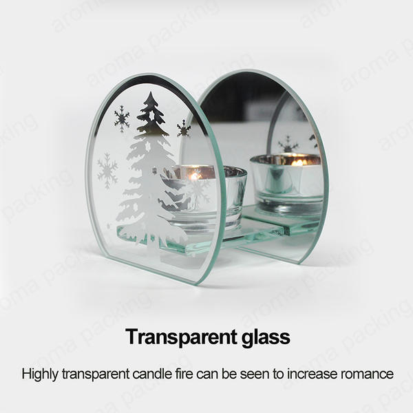 ホットセールクリアキューブ円形アーク形状クリスマスツリーガラスキャンドルホルダー