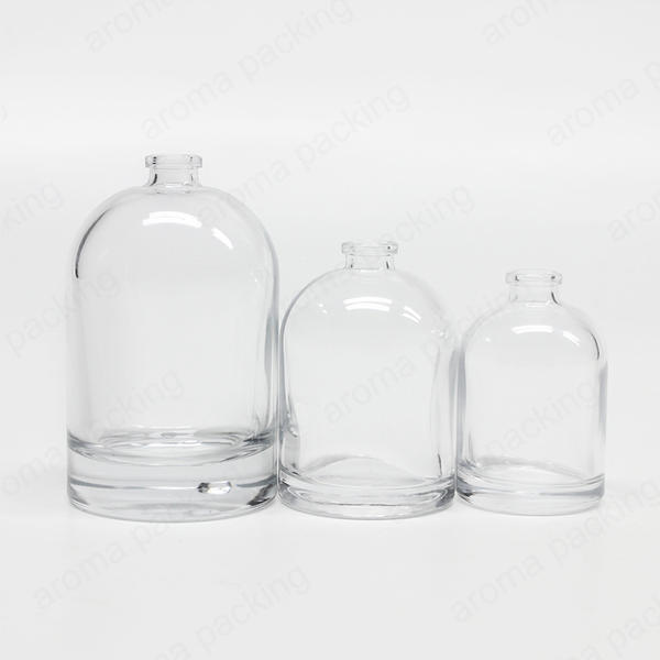 Wholesale Luxury Clear Thick Bottom Round Glass Perfume Bottle With Gold Pump Lid