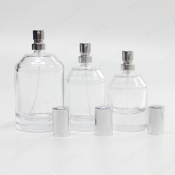 Wholesale Luxury Clear Thick Bottom Round Glass Perfume Bottle With Custom Lid