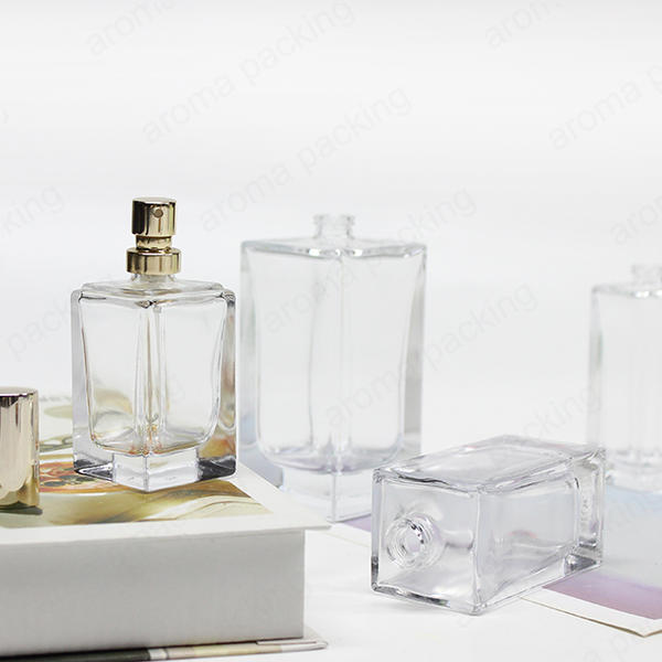 Wholesale Luxury Thick Bottom Square Glass Perfume Bottle With Custom Lid