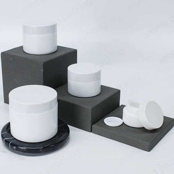 Factory-Made White Round Glass Cream Jar,Custom Size 15ml 30ml 50ml,Multi-Material Lids