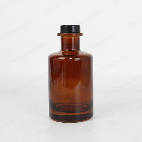 High Quality Vintage Round Bottom Amber Glass Reed Diffuser Bottle
