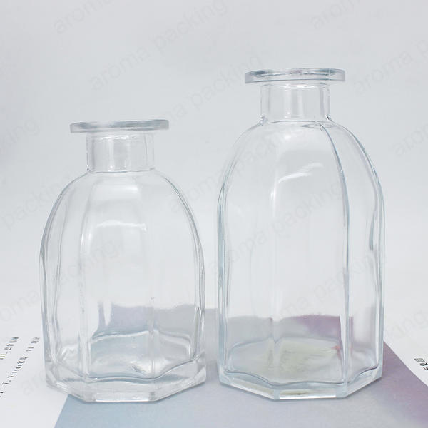 Factory Made Empty Glass Fragrance Octagonal Diffuser Bottle With Rubber Stopper