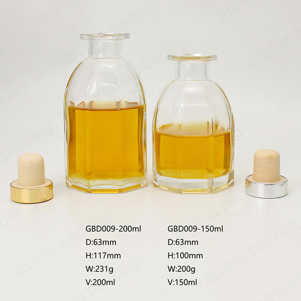 Factory Made Empty Glass Fragrance Octagonal Diffuser Bottle With Rubber Stopper