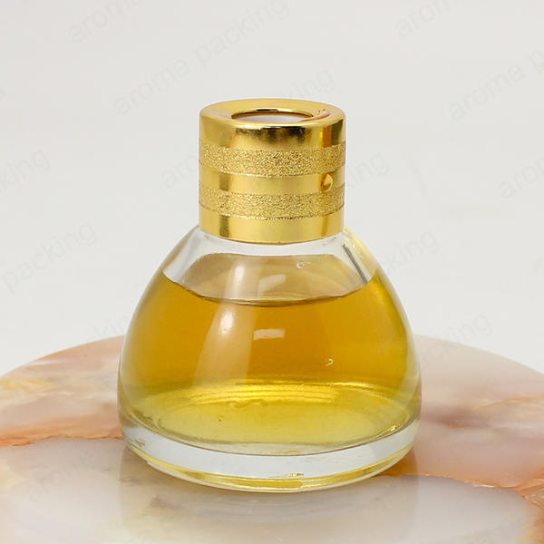 Fragrance Custom Color Luxury Round Diffuser Bottle With Gold Lid