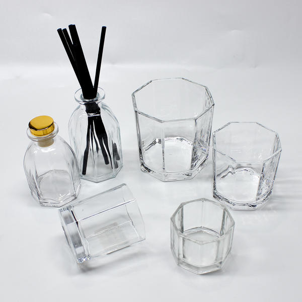 New Style 200ml Luxury Octagonal Diffuser Bottle With Rubber Stopper And Other Candle Jar