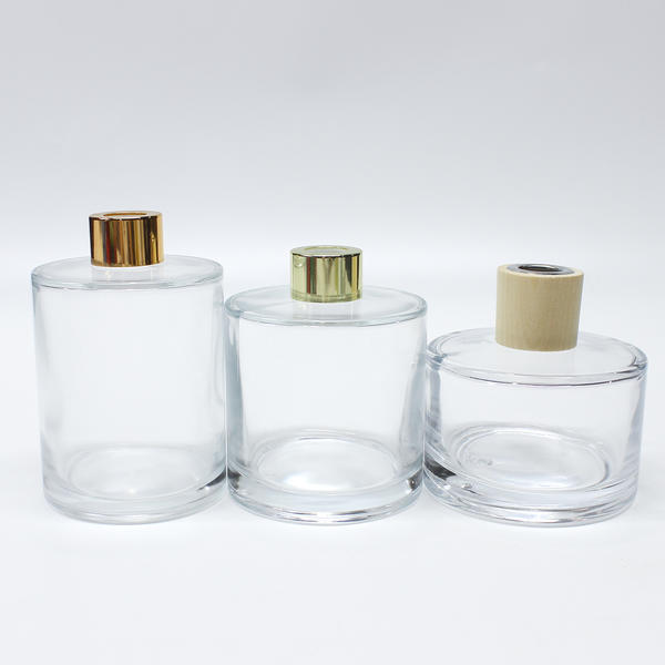 Luxury 300ml 500ml Empty Refillable Clear Reed Round Diffuser Bottle With Custom Lid