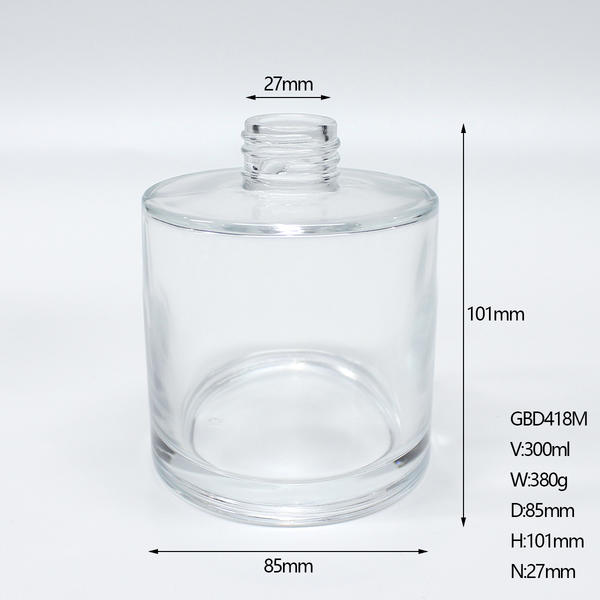 Luxury 300ml 500ml Empty Refillable Clear Reed Round Diffuser Bottle With Custom Lid