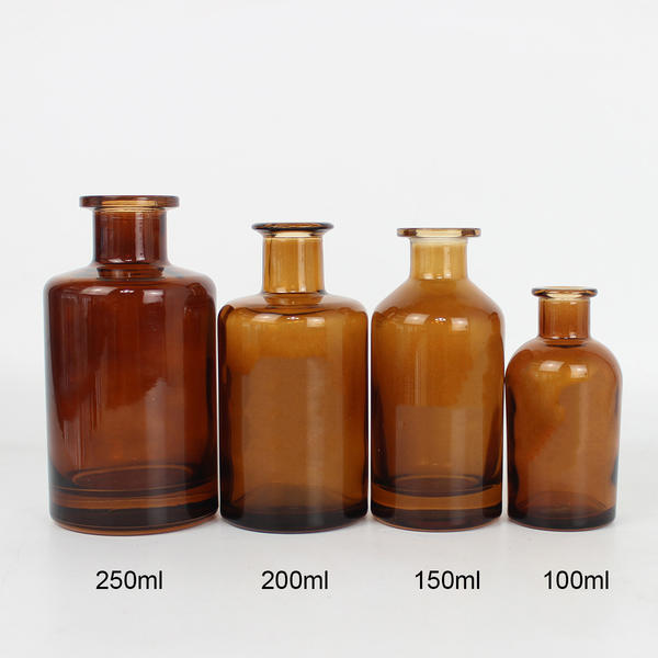 High Quality UV Protection 100ml 150ml 200ml Glass Amber Round Diffuser Bottle