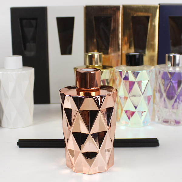Luxury Spray Color Electroplated Gold Rose Gold Rainbow White Round Diffuser Bottle