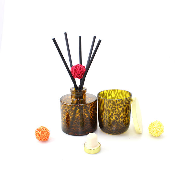 Luxury 100ml 200ml Amber Leopard Print Diffuser Bottle With Rubber Stopper