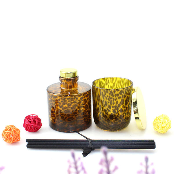 Luxury 100ml 200ml Amber Leopard Print Diffuser Bottle With Rubber Stopper
