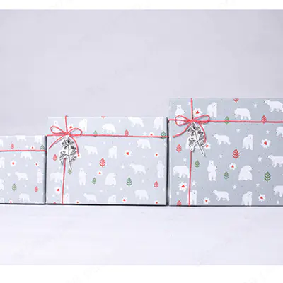 Luxury Custom Pattern Grey PInk Paper Boxes For Gifts Packaging With Ribbon