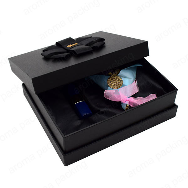 High Quality Black Square Jewelry Box Packaging With Ribbon For Precious Jewellery