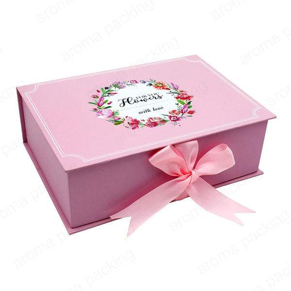 Gift Box Supplier,Luxury Custom Pattern Pink Gift Box With Ribbon For Present