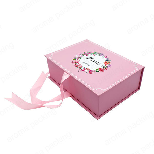 Gift Box Supplier,Luxury Custom Pattern Pink Gift Box With Ribbon For Present