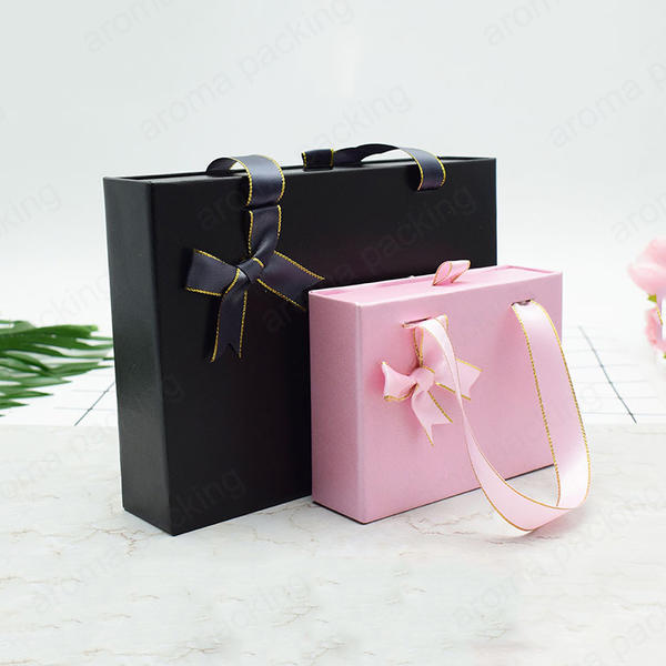 Hot Sale L S M Custom Size Drawer Box Pink Black Gift Boxes Wholesale With Ribbon